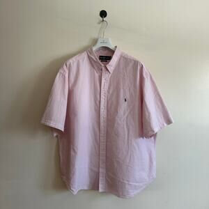 Polo Ralph Lauren 4XB Big & Tall Pink White Short Sleeve Shirt Classic Fit